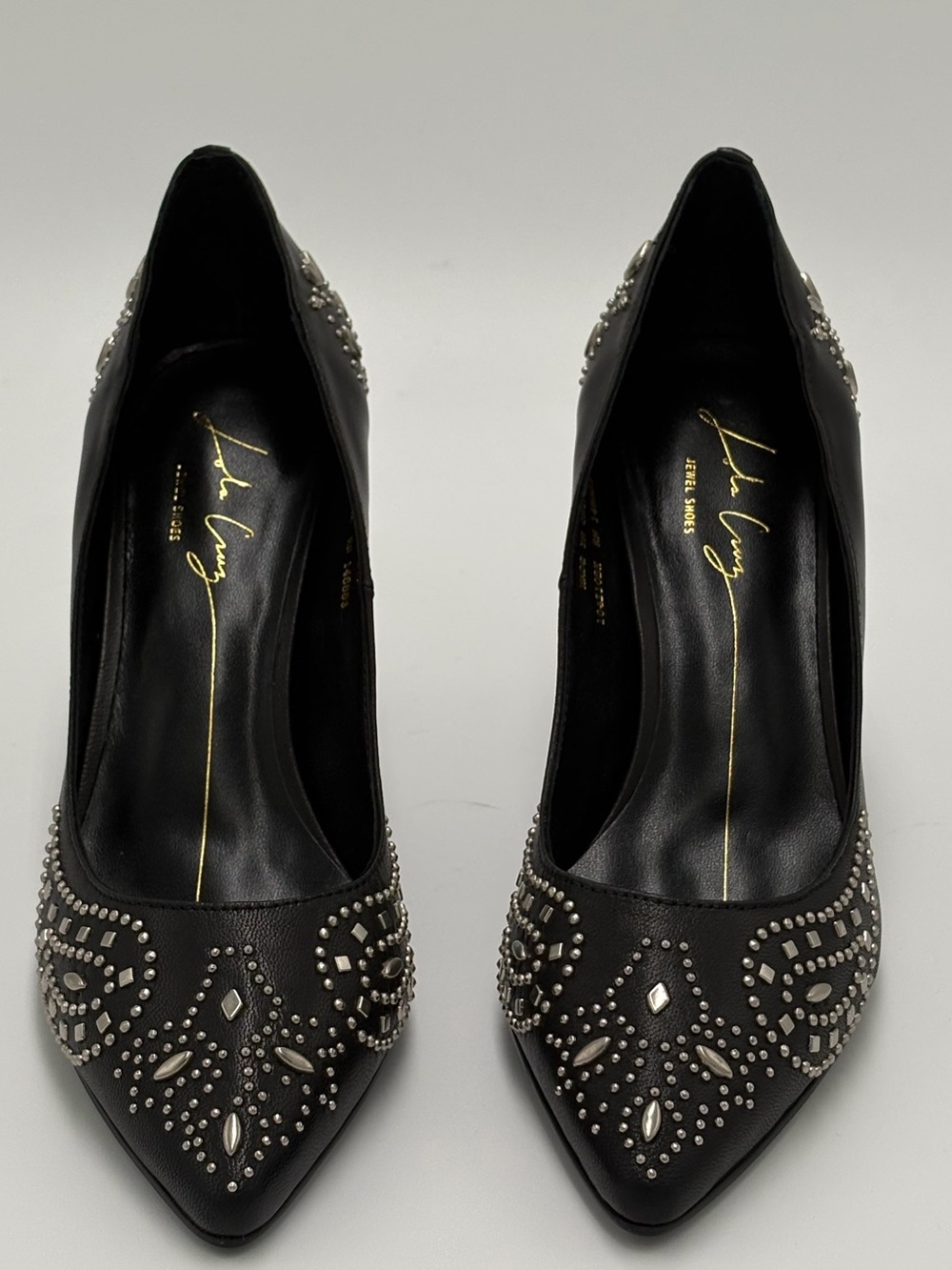Studded Black Pointed-Toe Pumps